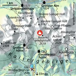 luftiger Alpinkletterei und kaiserlichem Gipfelerlebnis. Ausgangspunkt: Ellmau (840 m)/wochenbrunneralm (1085 m, erreichbar auf Mautstraße) Ab München: Auto ca. 1,5 Std.