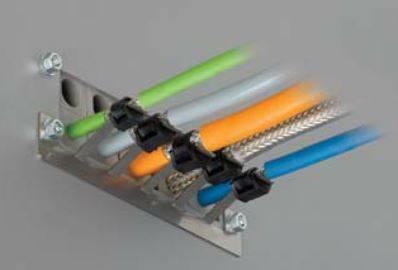 GOGAFIX KEL-EMV Kabelabfangleisten / cable clamping bars Leitungseinführung von konfektionierten Leitungen ohne Schirm-Unterbrechung.