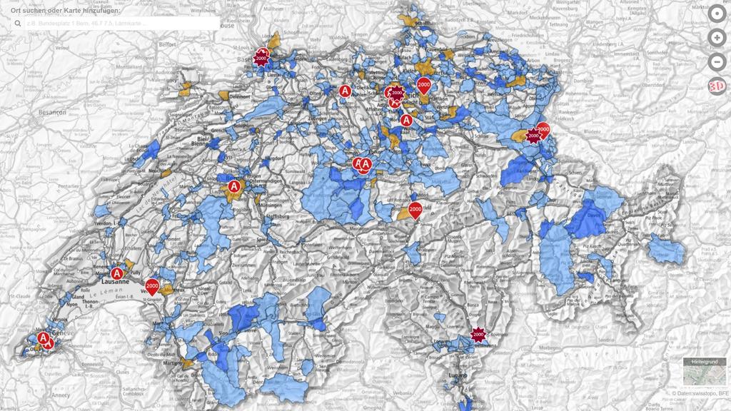 Situation Schweiz: Energiestädte und 2000 Watt Quartiere Q: