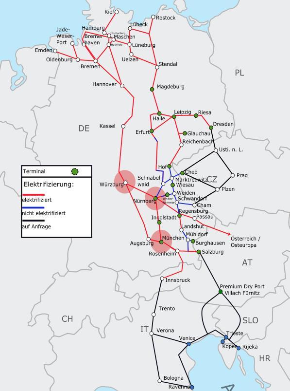 Die Herausforderung für den Güterschienenverkehr ab Bayreuth liegen in verlässlichen Schienengüterverkehrskorridoren.