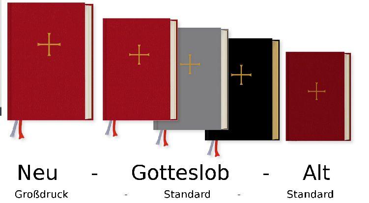Brückenbauer 2 / 2014 Neues Gotteslob Das neue Gotteslob in Großdruck (links) und drei Standardausführungen (mitte) im Vergleich zum alten Gotteslob (rechts) Ca.