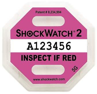 Auslöseverhalten des Shockwatch 2 ist primär für die senkrechte Stoß achse definiert. Eine Aus lösung des Shockwatch 2 erfolgt im Stoß-Winkelbereich zwischen 45 und 90 zum Boden.