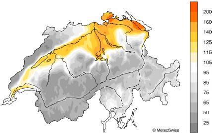 3 Meteorologischer Rückblick 3.1 Der Witterungsverlauf 1) Die Schweizer Jahresmitteltemperatur 213 lag nahe dem Normwert 1981-21. Die Jahresniederschläge blieben leicht unter der Norm.