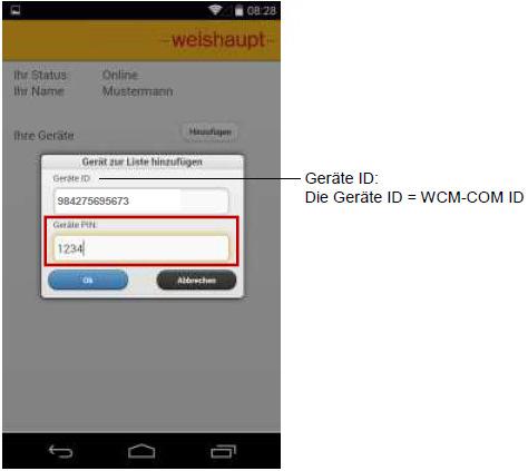 4) Akzeptiert man nun die Nutzungs- und Lizenzbedingungen kann man sich mit dem Button Registrieren am Weishaupt Server anmelden. Sobald dass geschehen ist, erscheint die Login- Seite.