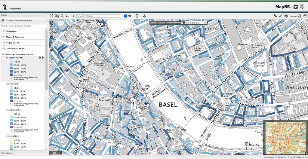 Das Geoportal des Kantons Basel-Stadt MapBS 2017: Karte der öffentlichen