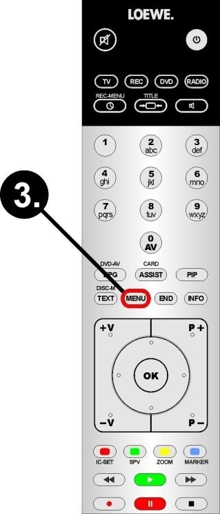 Anhang Umstellung IR-Codes am Fernseher - Schritt 1/2 Um IR-Konflikte zwischen dem Loewe-TV und dem Revox-System zu vermeiden, sollte die System-Adresse am Loewe TV und auf der Fernbedienung