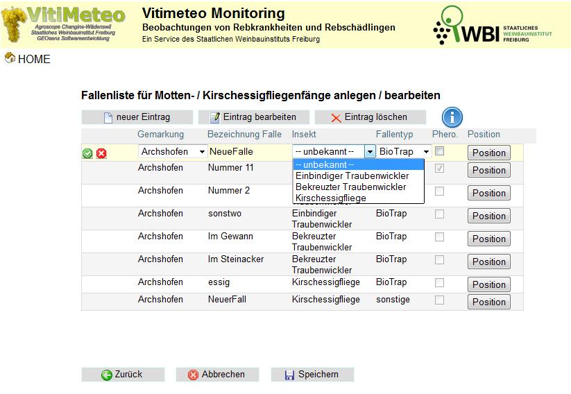 Bedienungsanleitung VMMonitoring - 23 Neuer Eintrag: Klicken Sie. Es erscheint ein Datensatz im Bearbeitungsmodus (siehe oben).