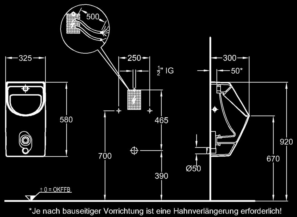 : 510410 Material: Edelstahl  1 Plan KeraFresh-Urinal mit 1000 N, für Gebäudeleittechnik mit integriertem KeraFresh- Dosierspender (inkl.