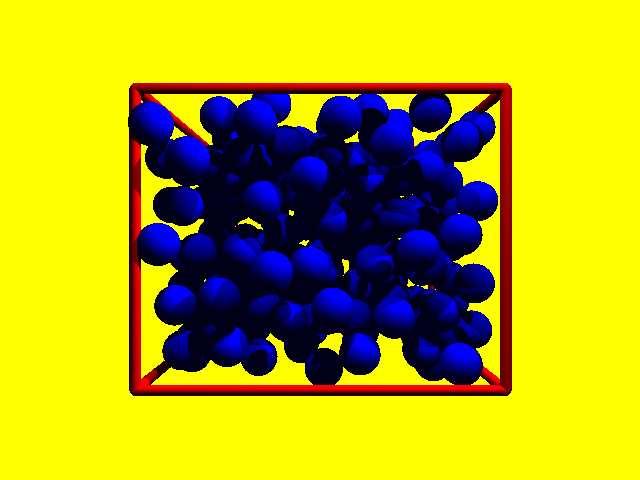 Statkonfiguation mit hexagonal dichteste Kugelpackung in Box de Göße 6σ min 6 3 σ 8 2 min 6 σ 12 min, N = 6x6x6 Atome, 1000 Schitte.