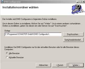 Installation DMD Configurator 1.5 Installationsordner wählen 1.