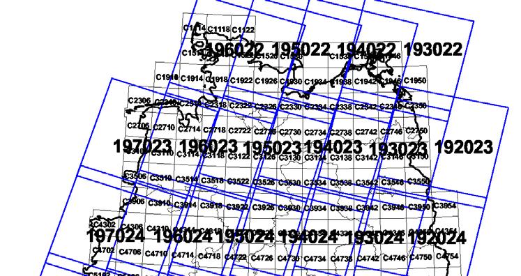 Tabelle 4: Übersicht über die verwendeten Landsat-7 Aufnahmen bei der Aktualisierung CLC2000 Szene LS-7 Aufnahmedatum Region Szene LS-7 Aufnahmedatum Region 192/023 24.09.2000 Stettin 194/027 18.06.