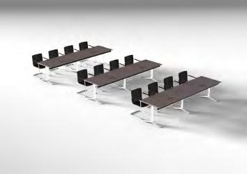 Tischplatten und Tischfüße lassen sich auf separaten Transportwagen platzsparend transportieren und lagern.