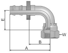 SAE Push-Lok Armaturen Serie 82 39/3W Dichtkonus mit Überwurfmutter JIC 37 /SAE 45 90 Bogen ISO 12151-5-SWES DKJ 90 ID Gewinde A B E W SAE 39/3W <tab>unf_abew DN INCH Zoll SIZE Size mm MM UNF mm A mm