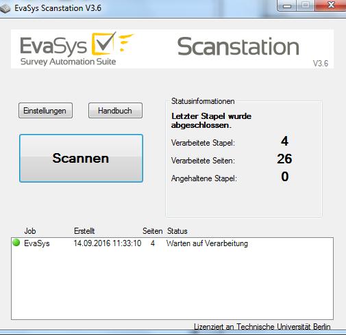 Die gescannten Formulare werden an den EvaSys-Server übertragen und geprüft (s. Abbildung 8).