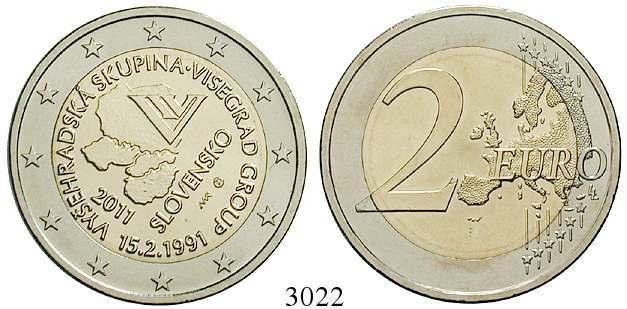 3022 2 Euro 2011. 20 Jahre Visegrad. bfr. 5,- 3023 2 Euro 2012. 10 Jahre Euro-Bargeld. bfr. 5,- SPANIEN 3024 2 Euro 2005.