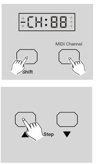 5 Manuelle Steuerung Halten Sie die Shift-Taste gedrückt und tippen Sie die Manual-Taste, bis die Manual-Anzeige auf dem Display leuchtet und anzeigt, daß Manual aktiviert ist.