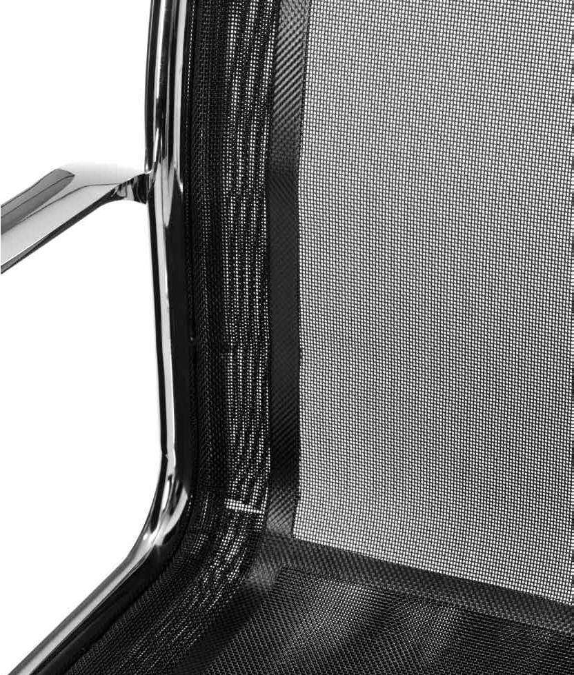 High or medium backrest, in supporting mesh, elastic transpiring, in black white gray or anthracite colour. Tilting mechanism or offset tilting mechanism or swivelling.