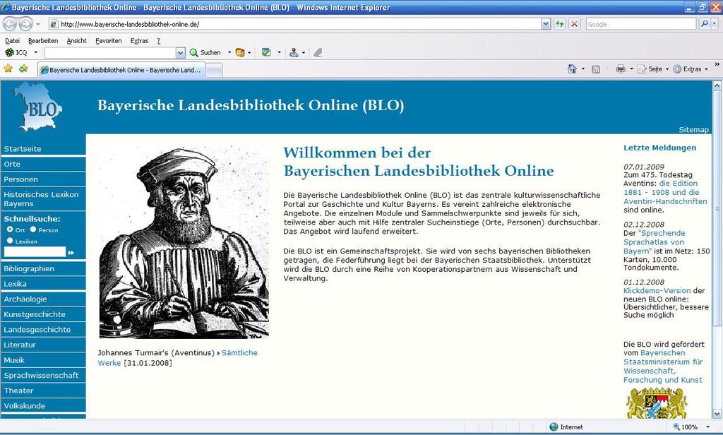 5 Bayerische Staatsbibliothek München, Deutschland 97 Auch im Rahmen des Projektes Bayerische Landesbibliothek Online (BLO) 61 (Abb. 73) wird ein Zugang zu Handschriften der BSB geboten.