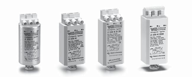 Zündgeräte und Zubehör für Entladungslampen Elektronische Überlagerungszündgeräte für HS-Lampen 0 (DE) bis 0 W und HI-Lampen bis 0 W Standardausführung oder mit Abschaltautomatik Für