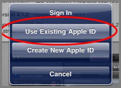 Wenn Sie im Fenster Anmelden dazu aufgefordert werden, wählen Sie Bestehende Apple ID nutzen. 7.