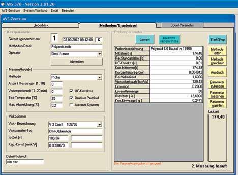 Echtes Multitasking für bis zu 8 Messungen im Parallelbetrieb Leicht verständlich, in der Praxis bewährt: Die Software WinVisco 370 WinVisco 370 ist die ideale Software zum AVS 370 *).