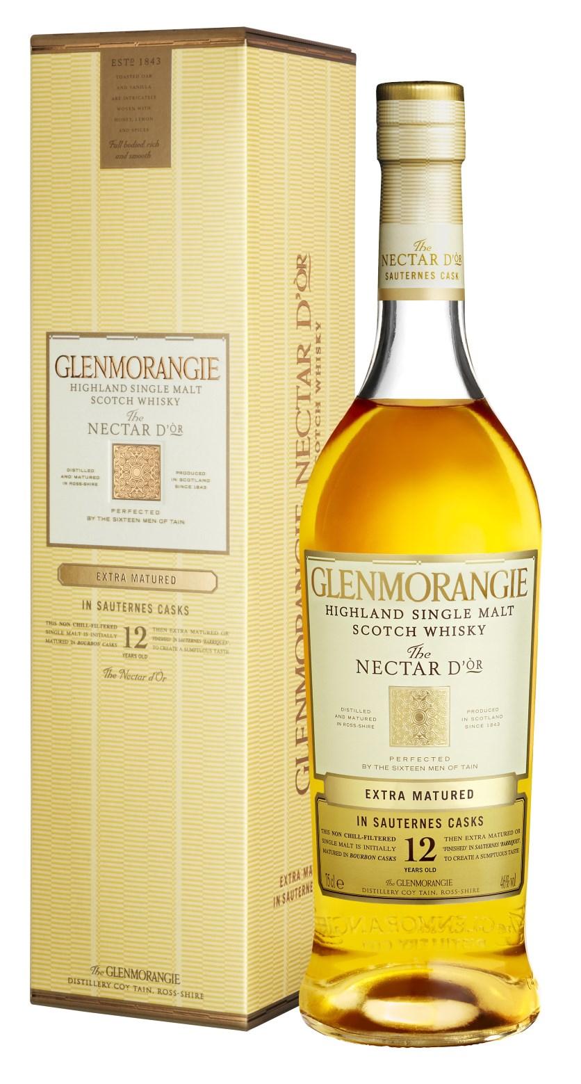 Glenmorangie Nectar d'or 12 Jahre Aroma: Limetten- und Orangenschalen, Sultaninen und Datteln. Geschmack: Ingwer, Muskat und gebrannte Mandeln.