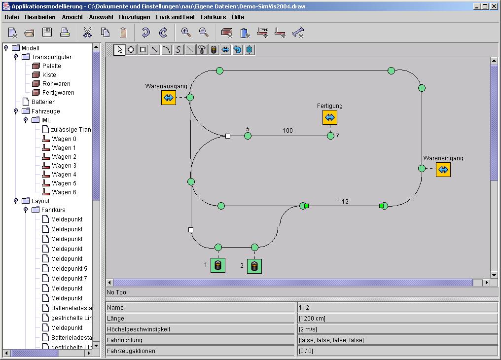 Abbildung 4: Modellierung einer FTS-Anlage 4.2 Bedienung/Visualisierung Die Visualisierung zeigt dem Bediener ein aktuelles Anlagenabbild sowohl im realen Betrieb als auch während der Simulation.