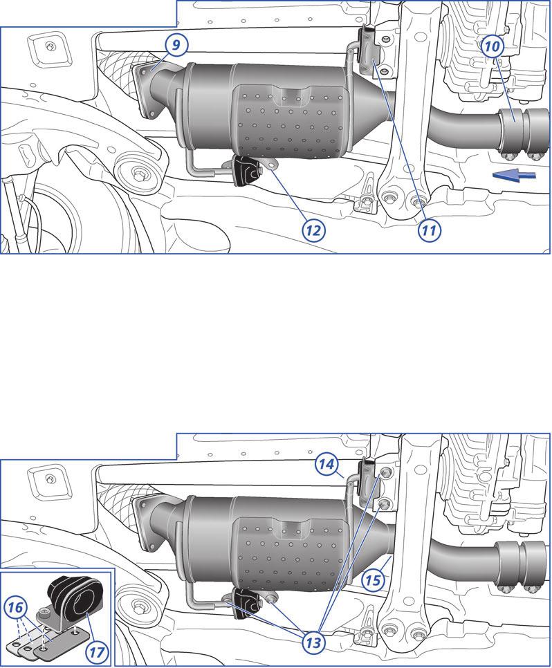 3. Montage Original-DPF City-Filter VARIANTE A Der City-Filter ist an der Flanschverbindung (9) lose vorzumontieren. Der Rohrverbinder (10) ist über die Rohrenden aufzuschieben.