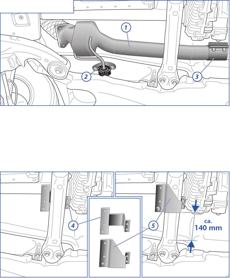 1. Vorbereitung Montage Original-DPF City-Filter Stellen Sie sicher, dass nur mit geeignetem Schutz an der möglicherweise heißen Abgasanlage gearbeitet wird.