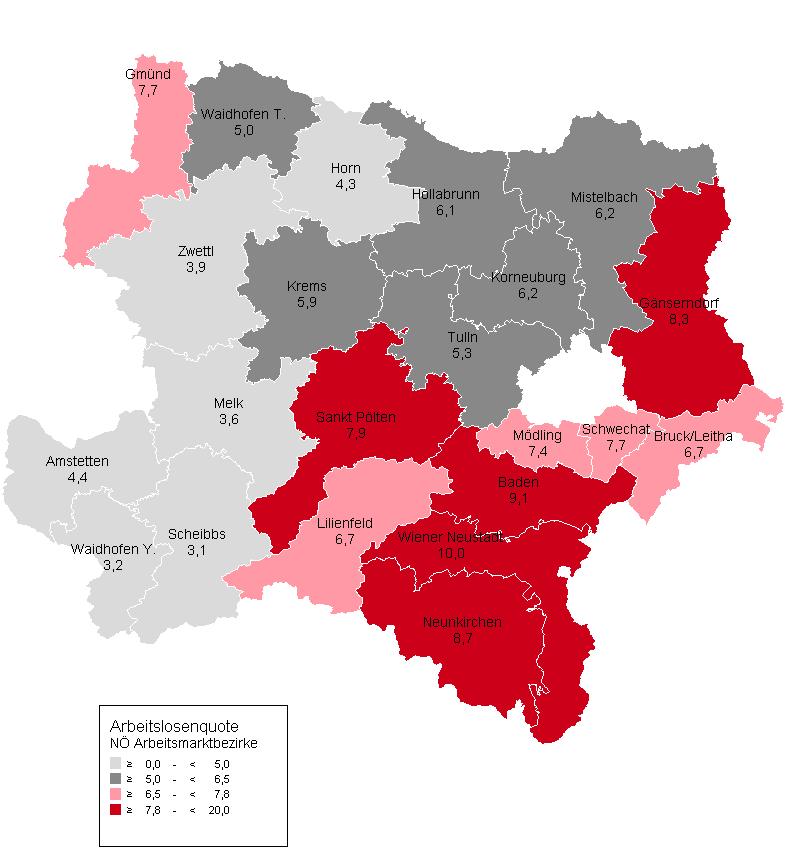 Arbeitsmarkt in Niederösterreich Beschäftigung, Arbeitslose und
