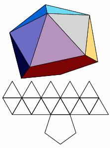 (25+10 5) -1/2-1/2 1/20 (50-10 5) -( (5)+1)/4-1/2 1/10 (50+10 5) 0-1/2 1/20 (50-10 5) ( (5)+1)/4-1/2-1/10 (25+10 5) 1/2-1/2 Polyeder J 10 Verlängerte quadratische Drehpyramide auch drehverlängerte