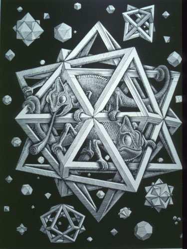 Inkugelradius r = (14 (8+5 2))/28 a 0,518773757 a Volumen V = (4+3 2)/3 a³ 0,956999982 a³ Das vierseitige Trapezoeder findet man im der Grafik "Sterne", von Maurits Cornelis Escher, 1948.