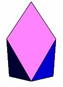 Rhombentriakontaeder, das duale Polyeder zum Ikosidodekaeder, besitzt 30 identische Rhombenflächen. Deren spitzer Innenwinkel beträgt arctan(2) oder 63,435.