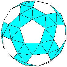 Abgeschrägtes Dodekaeder t4-abgestumpftes Deltoid-Ikositetraeder Abgestumpftes Ikosaeder Ecken, 6 Streifenpaare, 40 x 2/3 D.