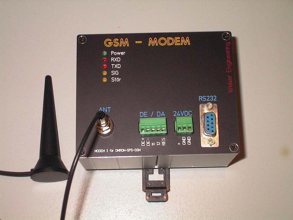 WE-MODEM-3-GSM Kurzanleitung zur Inbetriebnahme Teil 5 * Photo von Prototyp, Originalgerät hat für RS232 einen 3 pol.