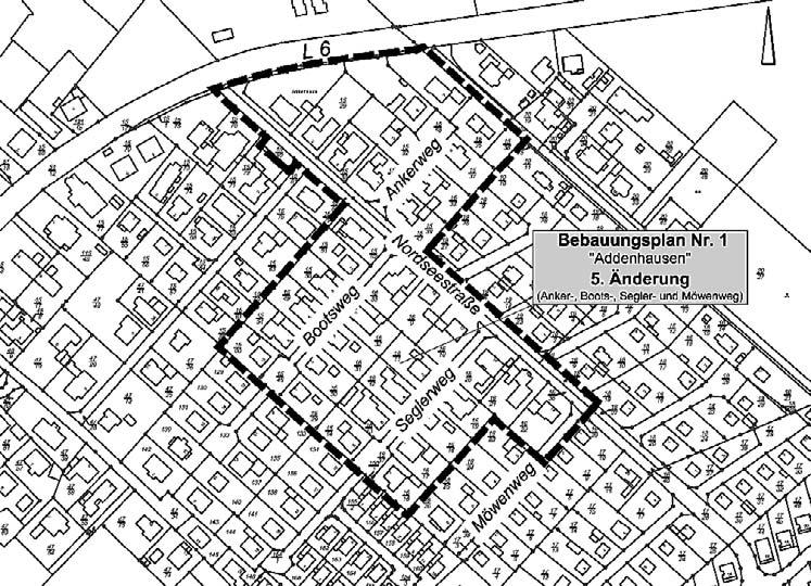 Die 5. Änderung des Bebauungsplanes Nr. 1 Addenhausen (Anker-, Boots-, Segler- und Möwenweg) wird mit der im Amtsblatt für den Landkreis Wittmund gemäß 10 Abs. 3 BauGB rechtsverbindlich. Die 5.