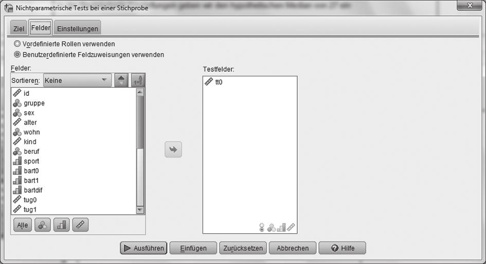 Variable»tt0«auswählen Der Ausdruck zeigt: Der Median des Token-Tests in der Gruppe»Standard«(n=)