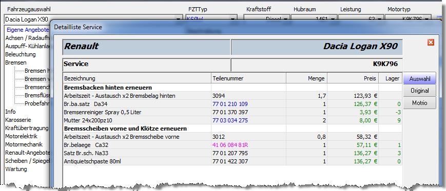 detaillierte Übersicht des zusammengestellten