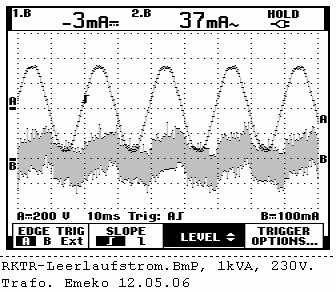 Trafomessungen-dc-offset-12.05.06.doc. Ringkerntransformatoren brummen im Leerlauf wenn sie über Halbleiterrelais, auch HLR, ELR genannt, gespeist werden.