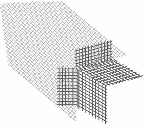 Armierungspfeil Armierungsgewebe + Kantenschutz Diagonalarmierung aus alkalibeständigem Glasseidengittergewebe Für Flächeneinschnitte wie