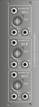 Master Modul STEREO EINGANG Stereo Master Line Eingang HF/LF Eq und LR/C Zuordnung. L,R,C, BUS Peak Clip LED Knotenpunkt Peak Indikator.