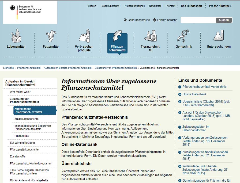 zugelassene PSM verwenden aktuellste