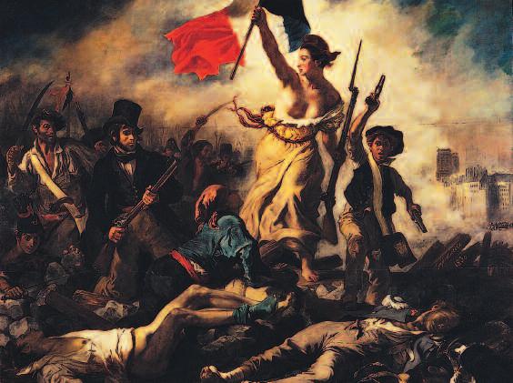 EINFÜHRUNG 7 Die Freiheit führt das Volk von Eugène Delacroix (1830) tarischen Demokratie in Westdeutschland und die Menschen auf der Mauer vor dem Brandenburger Tor die friedliche Überwindung der