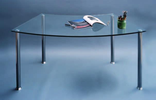 Schreibtisch Profil: 50 mm, Edelstahl Klares Glas.