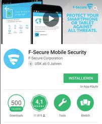 Herunterladen der aktuellen Version von F-Secure Mobile
