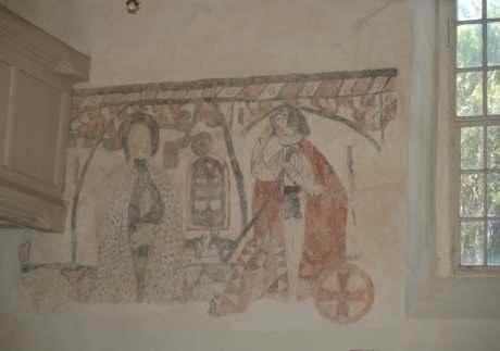Wandmalereien in der Saxdorfer Kirche An den