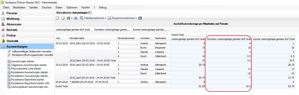 Korrekturbuchungen Auch wenn eine Buchungsperiode bereits abgeschlossen und der Versicherung übermittelt wurde, können Sie Korrekturen vornehmen.