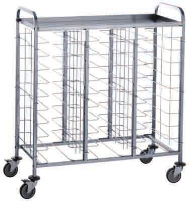 tray support structure made of chromium-plated zinc steele wire, top with raised edges for bottles and glasses, 4 wheels Ø 125 mm (2 with brake), packing: 1300 x 560 x 280 mm, weight: 38 kg : TW4071