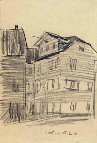 Datiert unten rechts. NOT FOR SALE 49 Häuser, Weimar, 1906.