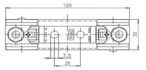 NH-U-Sicherungsunterteile / Fuse-Bases 90 V NH-U-Sicherungsunterteile NH-U-Fuse-Bases NH 00 Leistungsenden nach Wahl 1-polig / 1-pole mit Stahlgrundplatte / with steelsocket IEC 09- DIN 0 Verpackung